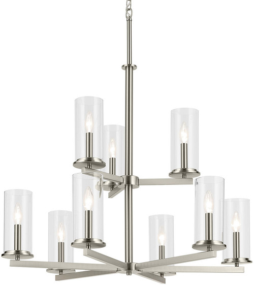 Kichler Lighting 44014NI Crosby Modern Brushed Nickel Hanging Chandelier 
