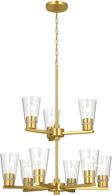 Kichler Lighting 52438BGCLR Stamos Modern Brushed Gold Ceiling Chandelier 