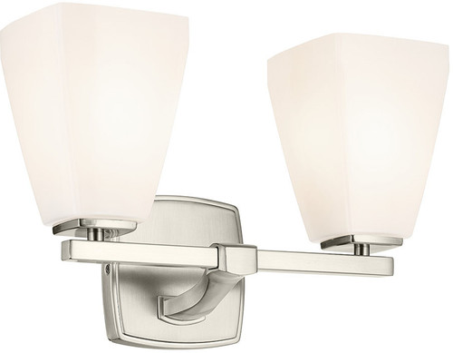 Kichler Lighting 55215NI Marant Modern Brushed Nickel 2-Light Bathroom Wall Light Fixture 