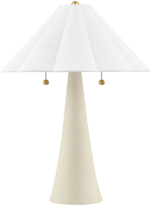 Mitzi by Hudson Valley HL676202B-AGB/CAI Alana Contemporary Aged Brass / Ceramic Antique Ivory Table Lamp Lighting 