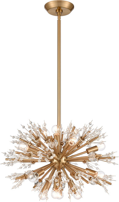 Atlas Lighting and Home ATL-CL11343-GD Starburst Modern Crystal Satin Brass Mini Hanging Chandelier 
