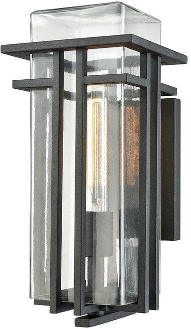 Atlas Lighting and Home ATL-OL11112-BK1 Croftwell Modern Textured Matte Black 15" Outdoor Lamp Sconce 