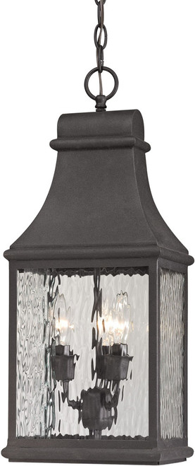 Atlas Lighting and Home ATL-OL11316-BK Forged Jefferson Traditional Charcoal Outdoor Pendant Lighting Fixture 