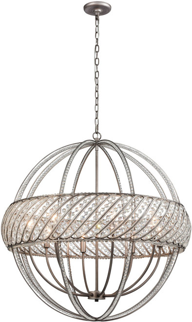 Atlas Lighting and Home ATL-CL11092-SV Bradington Modern Crystal Weathered Zinc Pendant Light 