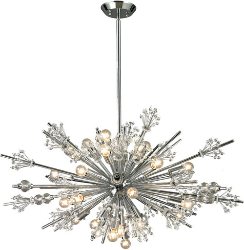 Atlas Lighting and Home ATL-CL11348-CH Starburst Contemporary Crystal Polished Chrome 36" Chandelier Light 