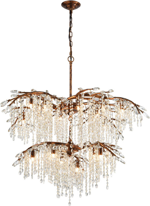 Atlas Lighting and Home ATL-CL12211-BZ Elia Contemporary Crystal Spanish Bronze Chandelier Lighting 