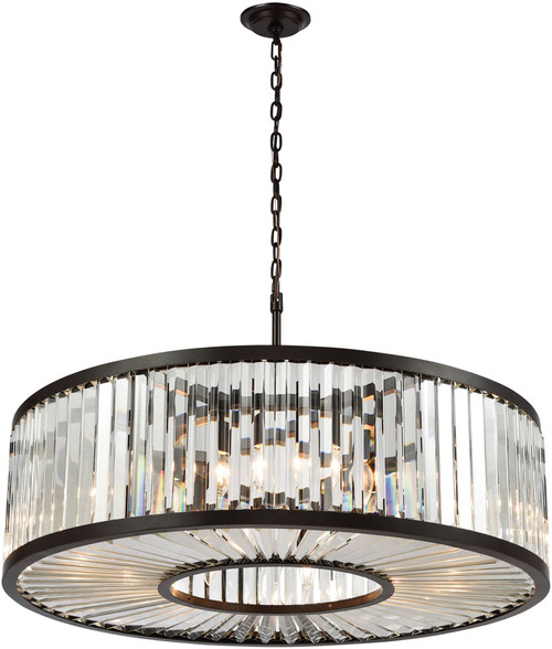 Atlas Lighting and Home ATL-CL11287-BZ Palacial Modern Crystal Oil Rubbed Bronze Drum Ceiling Pendant Light 