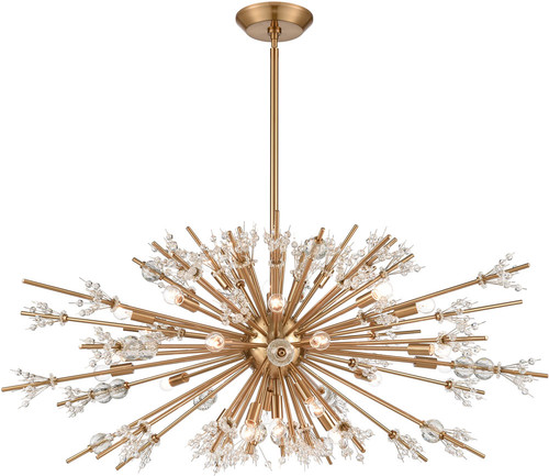 Atlas Lighting and Home ATL-CL11349-BS Starburst Contemporary Crystal Satin Brass 48" Chandelier Light 