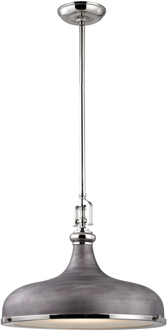 Atlas Lighting and Home ATL-CL11820-SV Rutherford Vintage Weathered Zinc / Polished Nickel 18" Pendant Lighting 