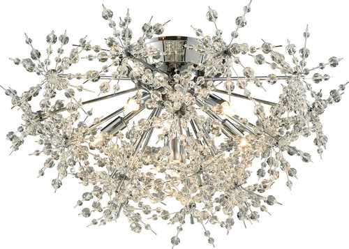 Atlas Lighting and Home ATL-CL12430-CH Snowburst Contemporary Crystal Polished Chrome Flush Mount Lighting 