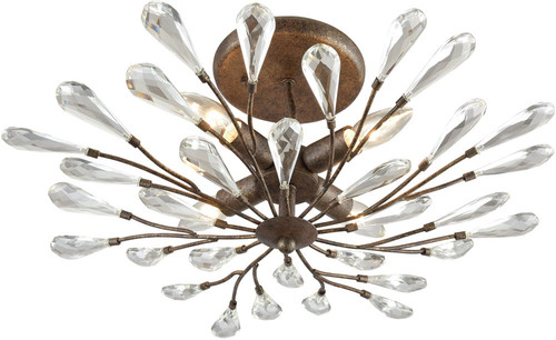 Atlas Lighting and Home ATL-CL12163-BZ Crislett Modern Crystal Sunglow Bronze 22" Flush Mount Lighting 