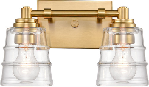 Atlas Lighting and Home ATL-WL11416-BS Pulsate Contemporary Vintage Satin Brass 2-Light Bathroom Wall Sconce 