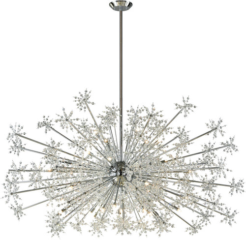 Atlas Lighting and Home ATL-CL12434-CH Snowburst Modern Crystal Polished Chrome Hanging Chandelier 