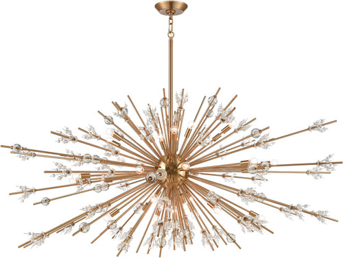 Atlas Lighting and Home ATL-CL11350-BS Starburst Modern Crystal Satin Brass 72" Chandelier Light 