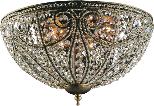 Atlas Lighting and Home ATL-CL12214-BZ Elizabethan Crystal Traditional Dark Bronze 17" Flush Mount Lighting 