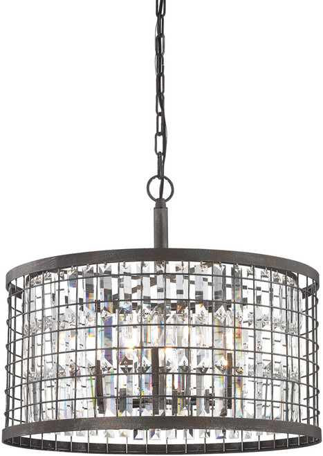 Atlas Lighting and Home CL11265-GY Nadina Contemporary Crystal Silverdust Iron Drum Pendant Light 