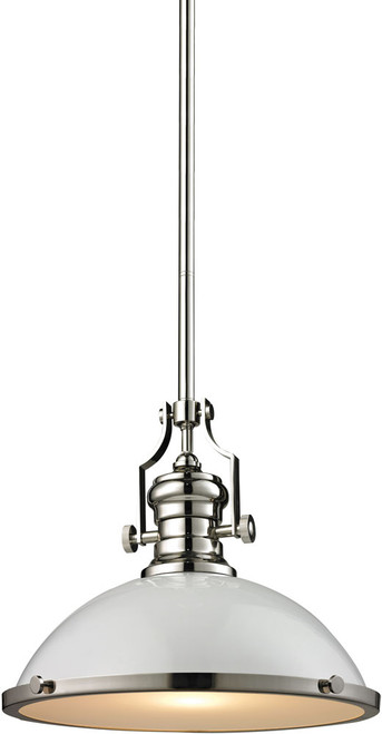 Atlas Lighting and Home ATL-CL11751-NK2 Chadwick Vintage Polished Nickel / Gloss White 17" Ceiling Pendant Light 