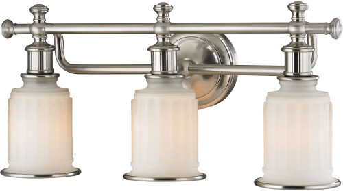 Atlas Lighting and Home ATL-WL11740-NK Acadia Retro Brushed Nickel 3-Light Bathroom Lighting 