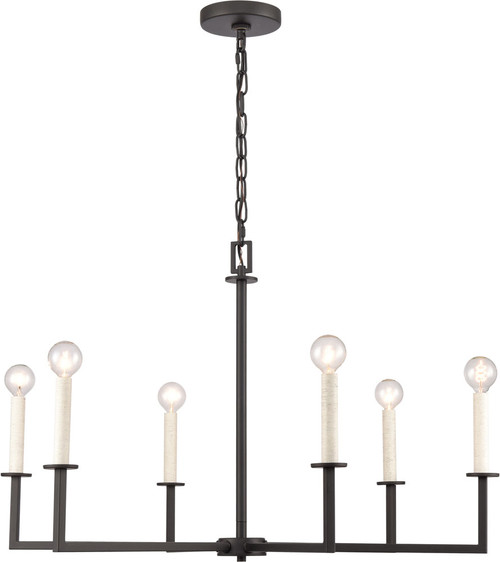 Atlas Lighting and Home ATL-CL11158-BK Dunne Modern Matte Black / Antique White Lighting Chandelier 