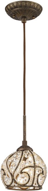 Atlas Lighting and Home ATL-CL12221-BZ Elizabethan Crystal Traditional Dark Bronze Mini Pendant Lighting 