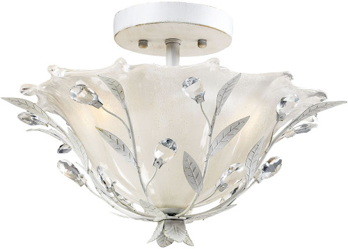 Atlas Lighting and Home ATL-CL12130-WH Circeo Crystal Rustic Antique White Ceiling Lighting Fixture 