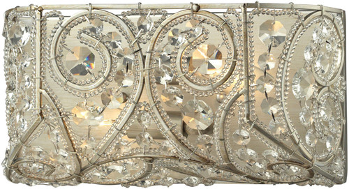 Atlas Lighting and Home ATL-WL11509-SV Andalusia Crystal Traditional Aged Silver 2-Light Bathroom Light Fixture 