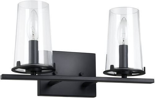 Thesis Lighting 206955A Jared Contemporary Matte Black 2-Light Vanity Light Fixture 