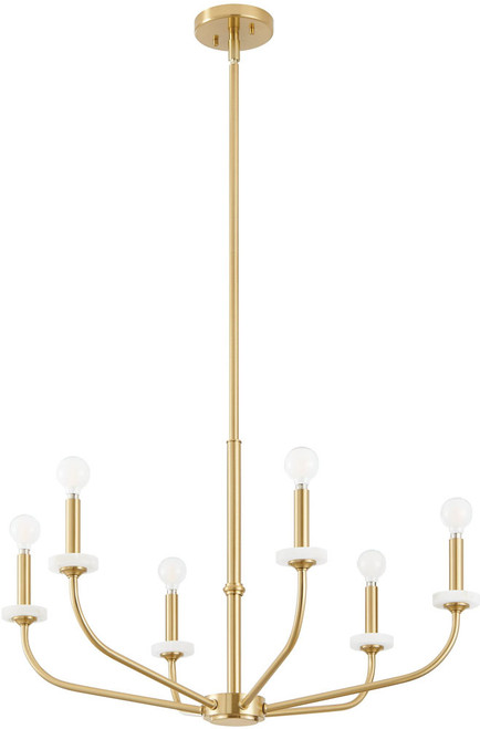 Thesis Lighting 206958A Leah Contemporary Brushed Gold / White 30" Chandelier Lamp 