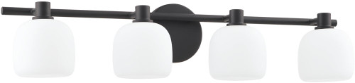 Thesis Lighting 207017A Valentina Modern Matte Black / Etched Opal 4-Light Bathroom Vanity Lighting 