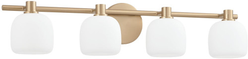 Thesis Lighting 207019A Valentina Contemporary Champagne Gold / Etched Opal 4-Light Bathroom Light Sconce 