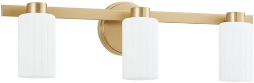 Thesis Lighting 207038A Bedminster Contemporary Champagne Gold / Opal Ribbed 3-Light Vanity Lighting Fixture 