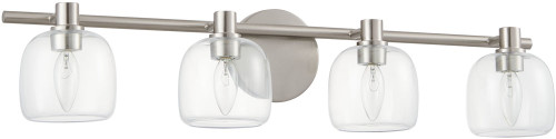 Thesis Lighting 207021A Valentina Contemporary Brushed Nickel / Clear 4-Light Bathroom Vanity Lighting 