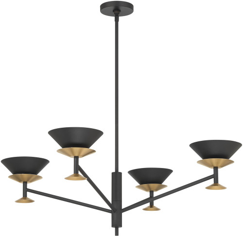 Thesis Lighting 207316A Tremolo Contemporary Textured Black / Champagne Gold LED Chandelier Light 