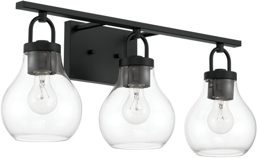 Thesis Lighting 207636A Mansfield Contemporary Matte Black 3-Light Vanity Light 