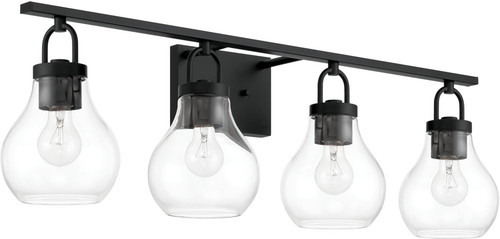 Thesis Lighting 207637A Mansfield Modern Matte Black 4-Light Bathroom Lighting Fixture 