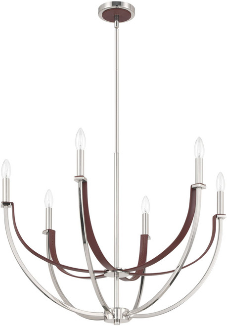 Thesis Lighting 207373A Sussex Contemporary Polished Nickel / Dark Brown Chandelier Lighting 