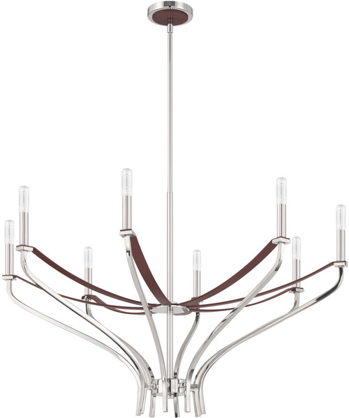 Thesis Lighting 207374A Sussex Modern Polished Nickel / Dark Brown Ceiling Chandelier 