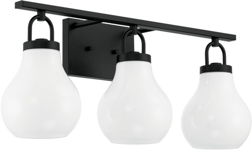 Thesis Lighting 207852A Mansfield Contemporary Matte Black 3-Light Vanity Light Fixture 