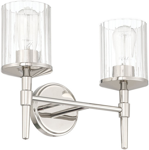 Thesis Lighting 207697A Andrea Contemporary Polished Nickel 2-Light Vanity Light Fixture 