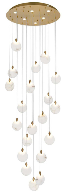 Elegant Lighting 1012G32SG-11ST Avery Modern Satin Gold LED Multi Drop Ceiling Light Fixture 