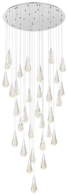 Elegant Lighting 1013G42C-02CR Amora Contemporary Crystal Chrome LED Multi Drop Ceiling Light Fixture 