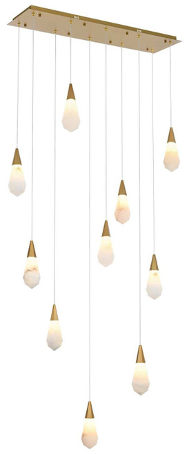 Elegant Lighting 1013D42SG-22ST Amora Contemporary Crystal Satin Gold LED Multi Drop Lighting Fixture 