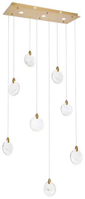 Elegant Lighting 1012D36SG-01CR Avery Modern Crystal Satin Gold LED Multi Drop Ceiling Light Fixture 