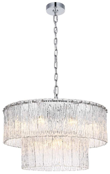 Elegant Lighting 1015D24C-03GL Georgina Contemporary Chrome 24" Drum Hanging Light 