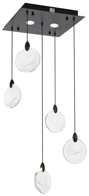 Elegant Lighting 1012S16BK-01CR Avery Contemporary Crystal Black LED Multi Hanging Pendant Light 