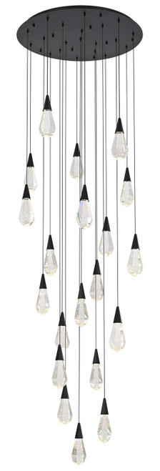 Elegant Lighting 1013G32BK-02CR Amora Contemporary Crystal Black LED Multi Ceiling Pendant Light 