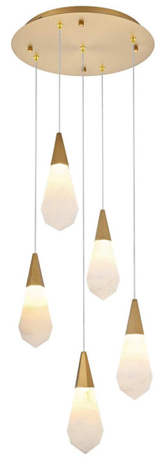 Elegant Lighting 1013D16SG-22ST Amora Contemporary Crystal Satin Gold LED Multi Ceiling Pendant Light 