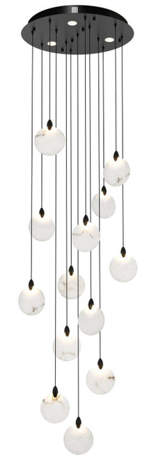 Elegant Lighting 1012D24BK-11ST Avery Modern Black LED Multi Pendant Hanging Light 
