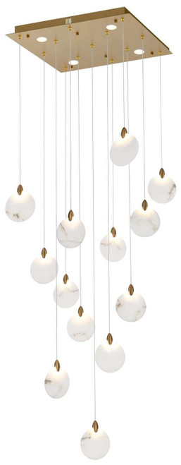 Elegant Lighting 1012S26SG-11ST Avery Modern Satin Gold LED Multi Hanging Light Fixture 