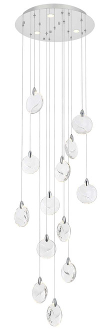 Elegant Lighting 1012D24C-01CR Avery Modern Crystal Chrome LED Multi Hanging Light 